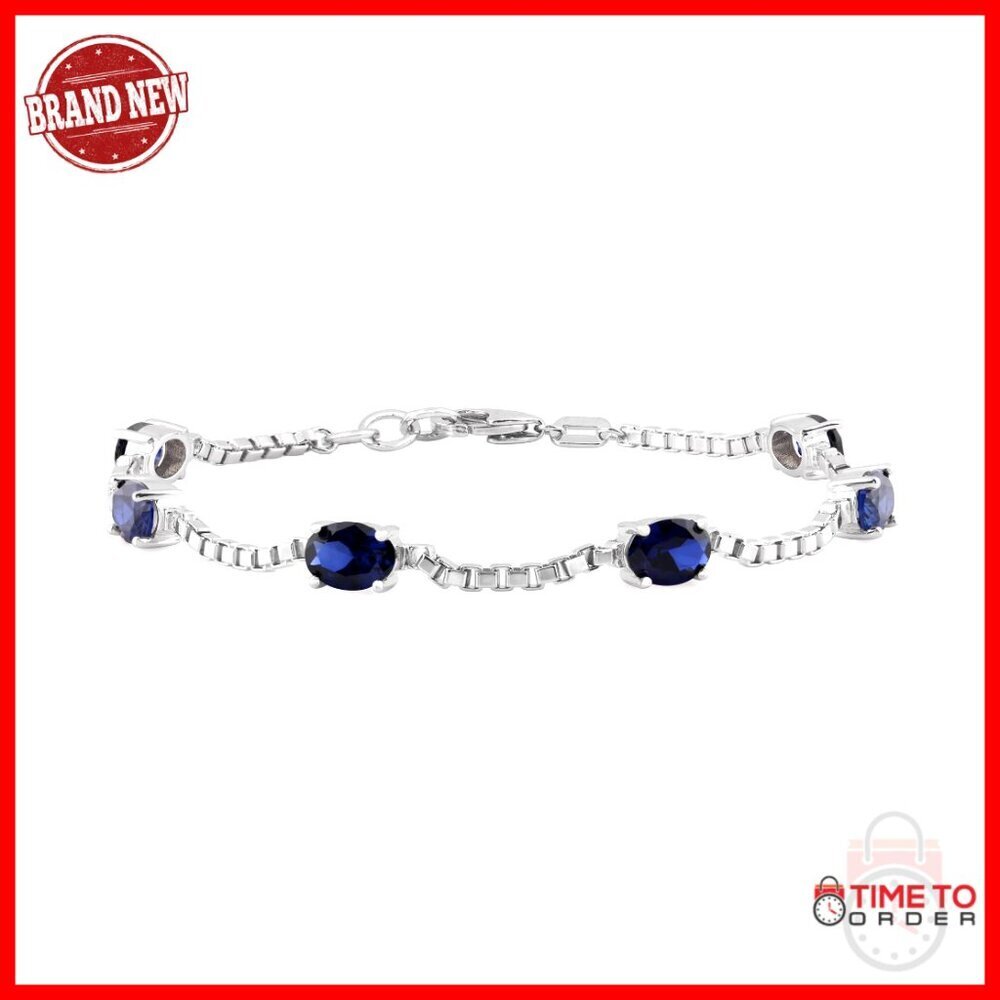 Sterling Silver Birthstone Bracelet, 7" with Extender, Lobster Claw